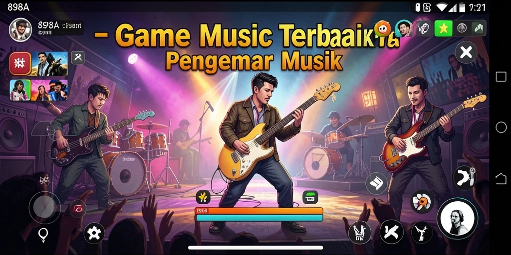 Tangkapan layar gameplay 898A yang menunjukkan interaksi musik yang seru.