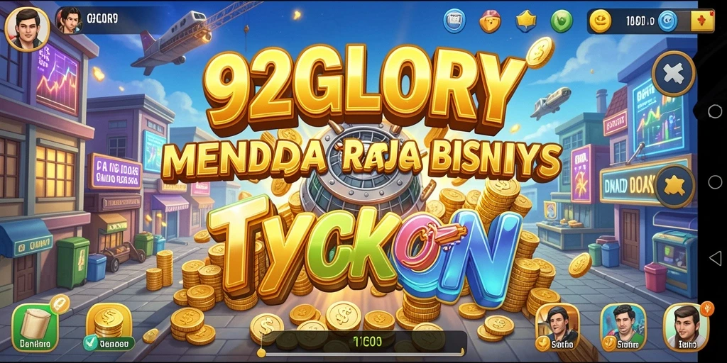 Screenshot gameplay Tycoon 92GLORY menampilkan manajemen bisnis yang seru.