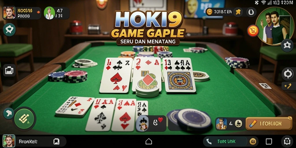 Tampilan gameplay Gaple yang seru dan interaktif di HOKI9.
