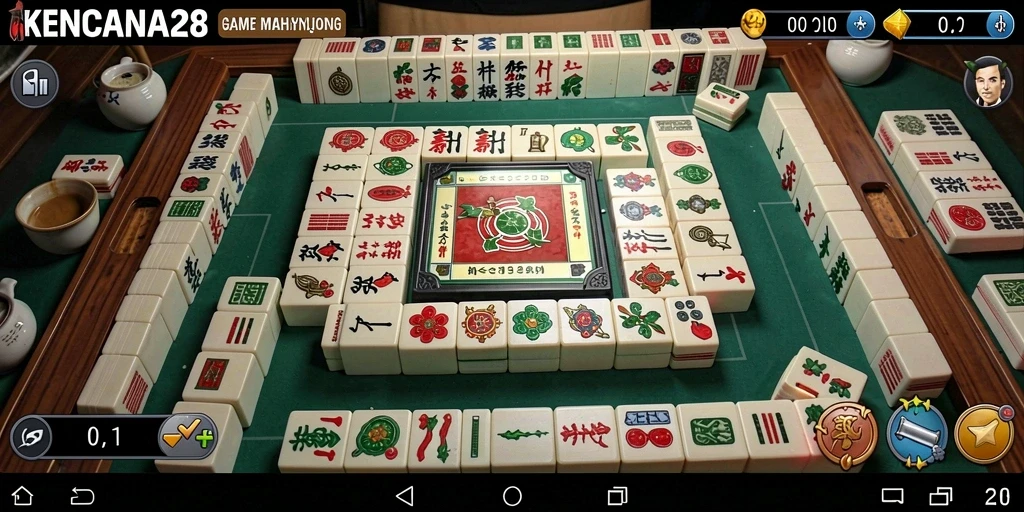 Screenshot gameplay KENCANA28 menampilkan pengalaman bermain Mahjong yang mendebarkan.