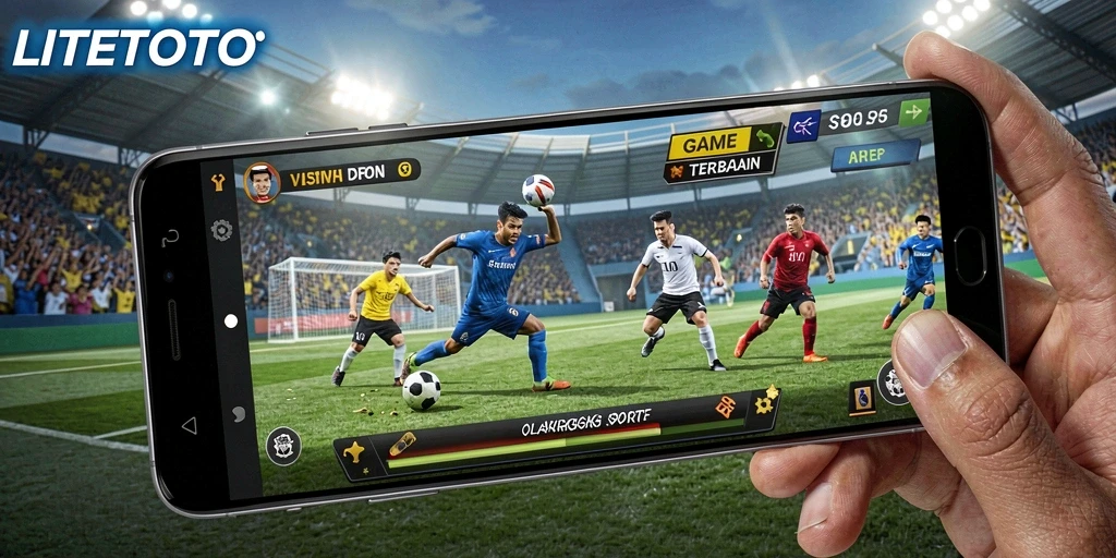 Screenshot gameplay LITETOTO menampilkan aksi seru dalam pertandingan olahraga.