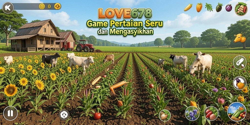 Screenshot gameplay LOVE678 menampilkan aktivitas pertanian yang menyenangkan.
