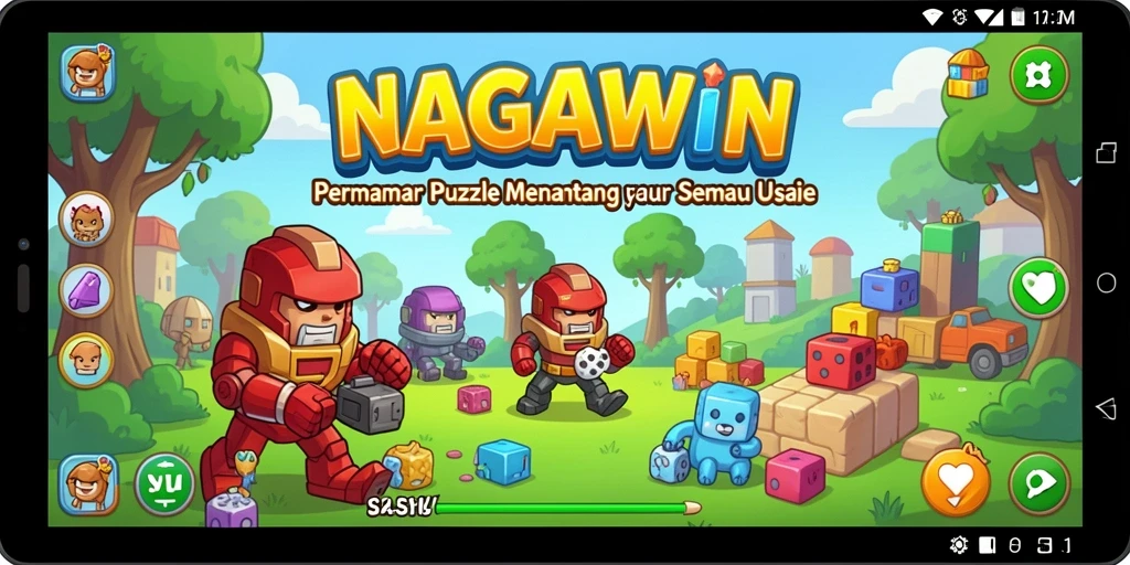 Screenshot gameplay NAGAWIN menampilkan tantangan puzzle yang menarik.