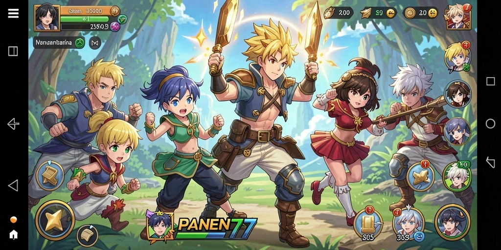 Tangkapan layar menunjukkan aksi seru dalam permainan Anime.