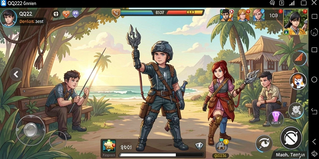 Screenshot dari gameplay <strong>QQ222</strong> yang menunjukkan kemajuan karakter.