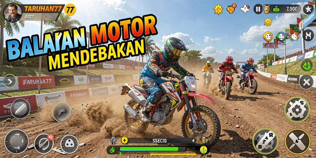 Gameplay seru TARUHAN77 dengan balapan motor yang menegangkan.