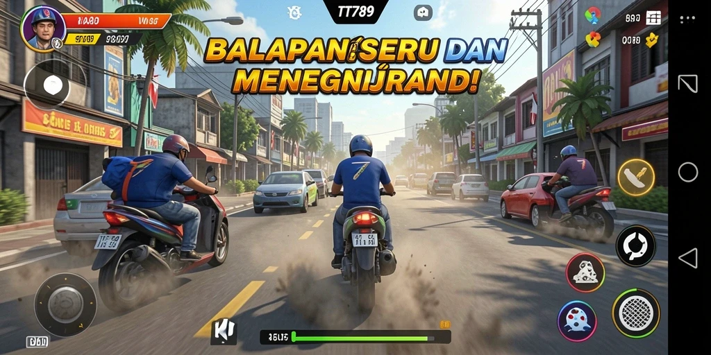 Gameplay seru dari TT789 dengan aksi balapan yang menegangkan.