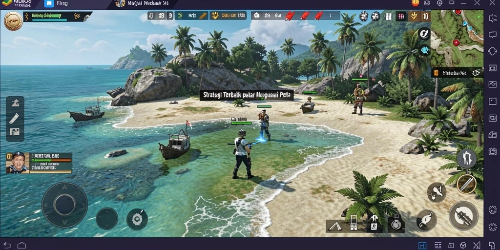 Tampilan gameplay WDBOS yang menonjolkan aksi strategis dan pengelolaan sumber daya.