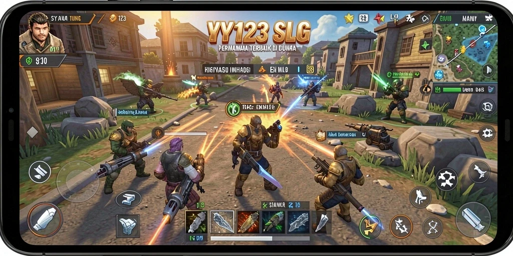 Screenshot utama YY123 menampilkan aksi strategi yang mendebarkan.